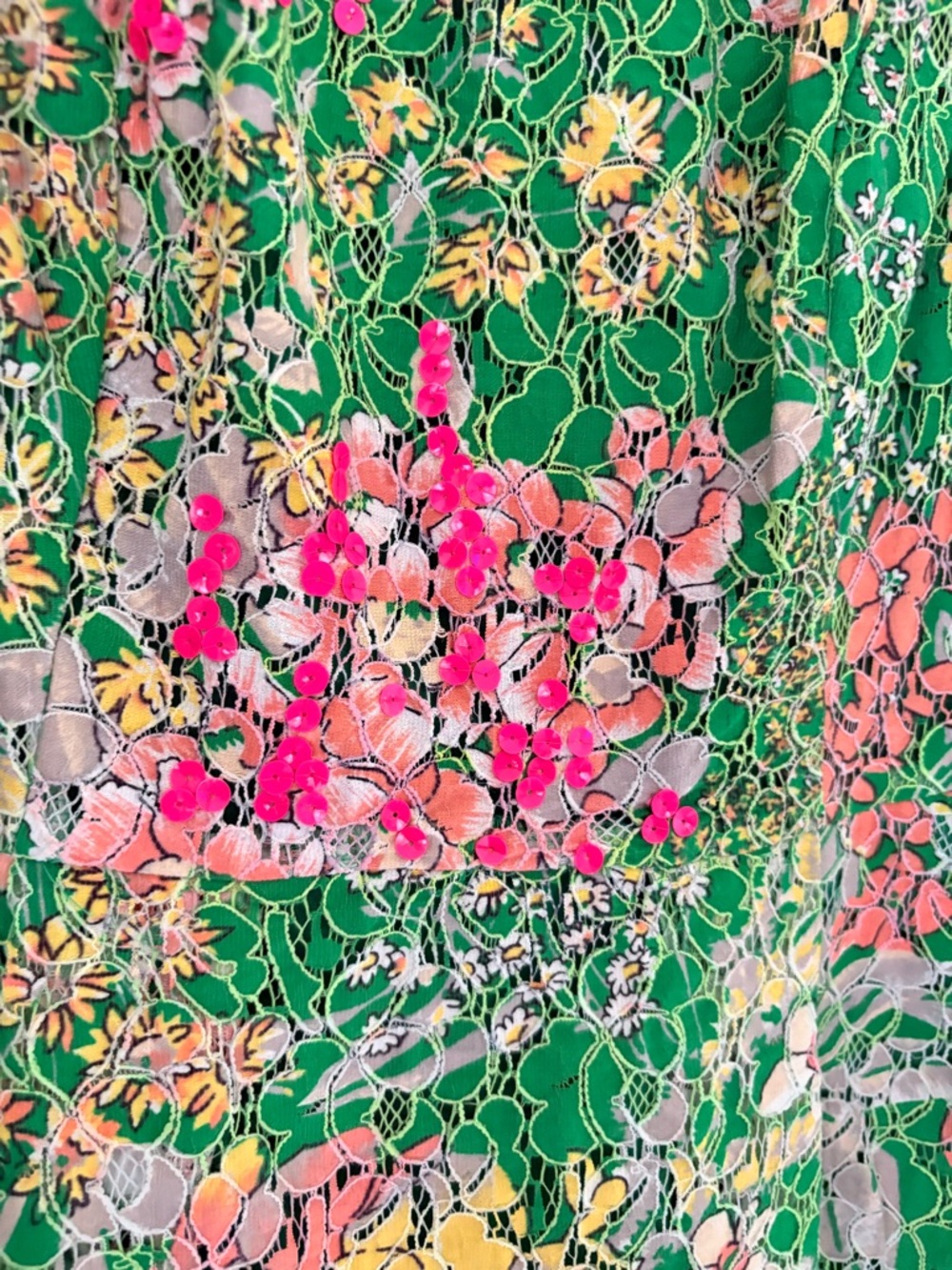 Maeve Green Verbena Lace Textured Sequin Floral Dress Size 2 - Picture 5 of 14